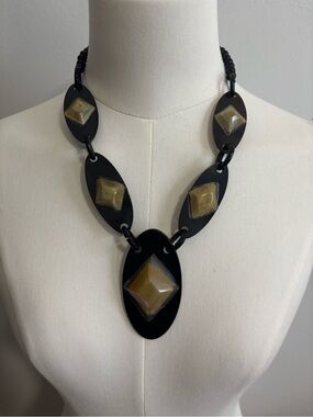 Black and Gold Geometric Statement Necklace